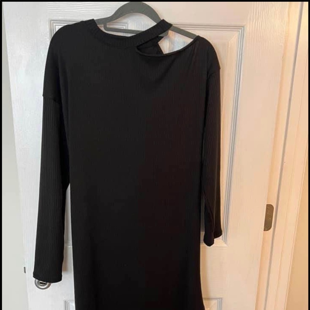 Brand new mid length black sweater ribbed dress